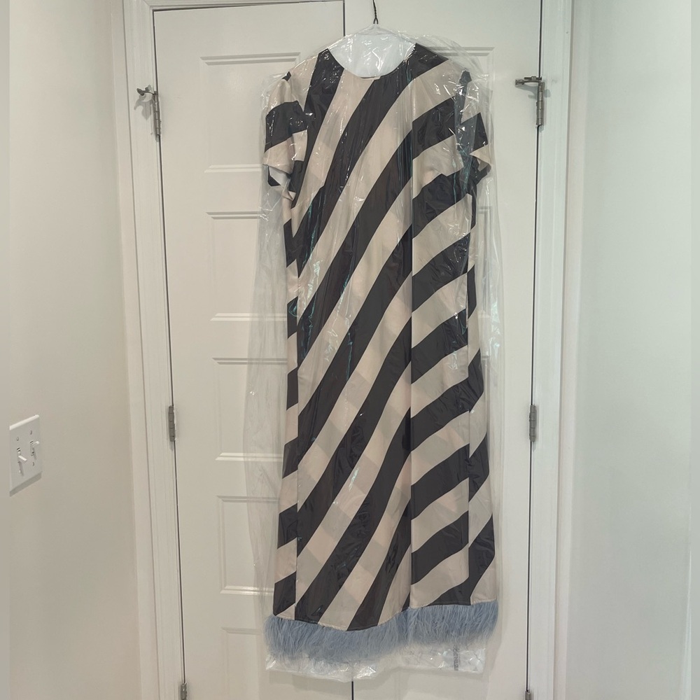 LA Double J Veneziana Swing Dress with Feathers